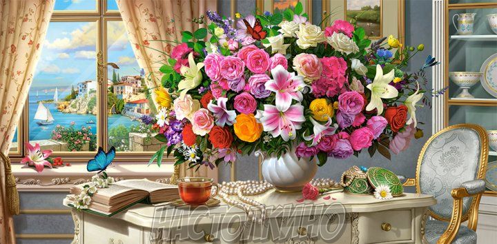 Пазл Castorland "Летние цветы и чашка чая" 4000 элементов