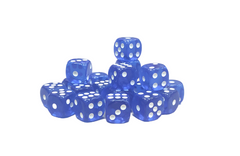 Кубик D6 14 мм, Синий, прозрачный с точками