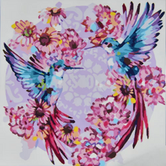 Картина по номерам "Колибри в цветах" 50х50 см