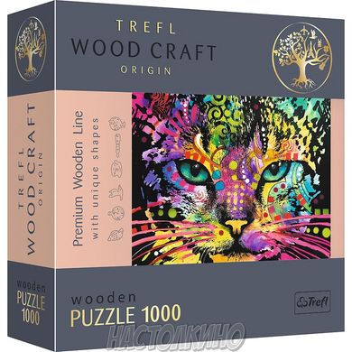 Пазлы фигурные дерево "Цветной кот", 1000 элементов (Trefl)