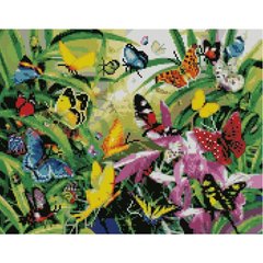 Алмазна мозаїка "Метелики на літній галявині", 40х50 см