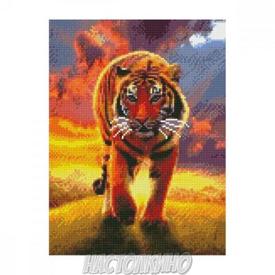 Алмазная мозаика "Тигр в променях сонця", 30х40 см
