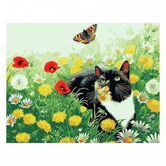 Картина по номерам "Котик у полі квітів", 30х40 см