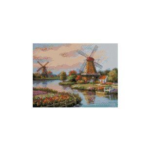 Алмазная мозаика "Млини біля річки", 30х40 см