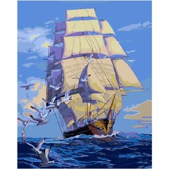 Картина за номерами "Корабель з білими вітрилами" , 40х50 см