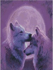 Алмазна мозаїка "Вовки у місячному сяйві", 30х40 см