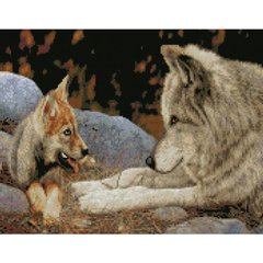 Алмазна мозаїка "Вовки - батько та син", 40х50 см