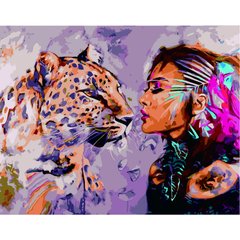 Картина за номерами "Дівчина з ягуаром", 40х50 см