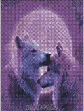 Алмазна мозаїка "Вовки у місячному сяйві", 30х40 см