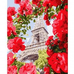Картина по номерам "Ейфелева вежа серед троянд", 40х50 см
