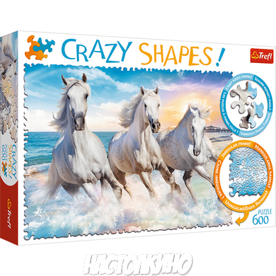 Пазл Crazy Shapes "Три белых коня". 600 елементів (Trefl)