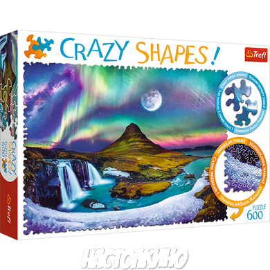 Пазл Crazy Shapes "Северное сияние над Исландией". 600 елементів (Trefl)