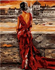 Картина по номерам "Жінка у червоному", 40х50 см