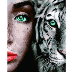 Картина за номерами "Дівчина з білим тигром", 40х50 см