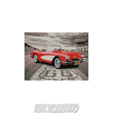 Алмазная мозаика "Червоний ретро автомобіль", 30х40 см