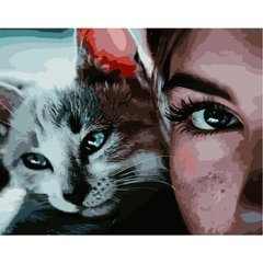 Картина за номерами "Дівчина з котиком", 40х50 см