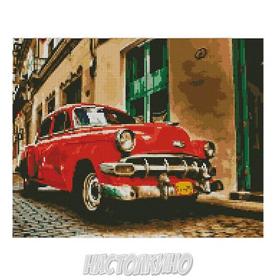 Алмазна мозаїка «Червоний ретро-автомобіль», 40х50 см