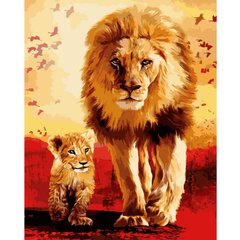 Картина за номерами "Лев з левеням", 40х50 см