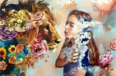 Картина по номерам "Дівчина та лев", 40х50 см