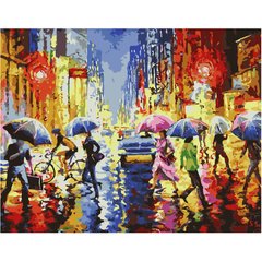 Картина по номерам "Дощ на вулицях мегаполісу", 40х50 см