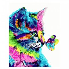 Картина по номерам "Різнобарвний котик", 30х40 см