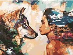 Картина по номерам "Дівчина та вовк" , 40х50 см