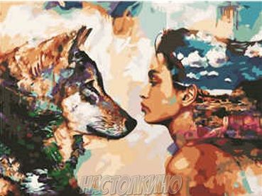 Картина за номерами "Дівчина та вовк", 40х50 см
