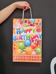 Пакет подарунковий 25х38х8 (M) Happy Birthday з кульками в асортименті