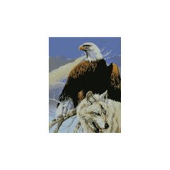Алмазная мозаика "Величні орел та вовк", 30х40 см
