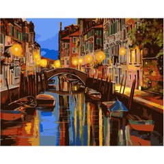 Картина по номерам "Нічний канал Венеції", 40х50 см