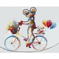 Картина за номерами "Яскраве жабеня на велосипеді", 40х50 см