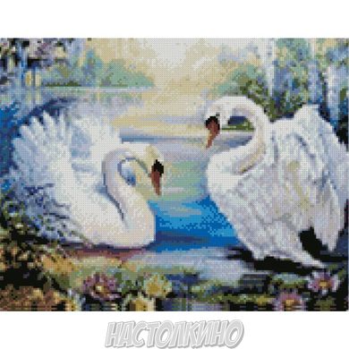 Алмазная мозаика "Пара білих лебедів", 40х50 см