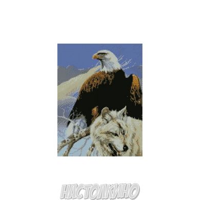 Алмазна мозаїка "Величні орел та вовк", 30х40 см