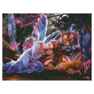 Алмазна мозаїка "Спокій біля тигра , 50х60 см