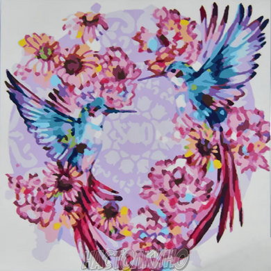 Картина по номерам "Колибри в цветах" 50х50 см