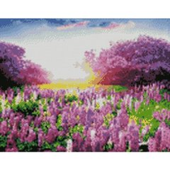 Алмазная мозаика "Поле фіолетових квітів", 40х50 см