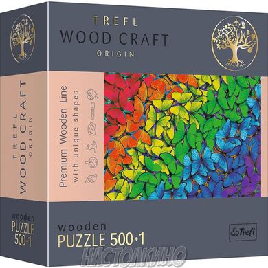 Пазли фігурні дерево "Кольорові бабочки", 500+1 елемент (Trefl)