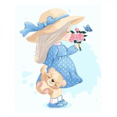 Картина по номерам "Маленька дівчинка в блакитній сукні", 30х40 см