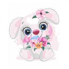 Картина за номерами "Маленький зайчик з квітами", 30х40 см