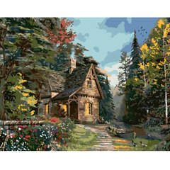 Картина по номерам "Затишний будинок у лісі", 40х50 см