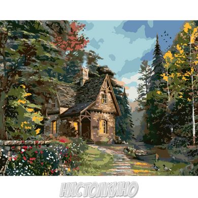 Картина за номерами "Затишний будинок у лісі", 40х50 см