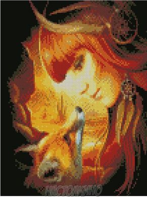 Алмазна мозаїка "Дівчина з лисицею", 30х40 см