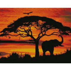 Алмазная мозаика "Африканський захід сонця", 40х50 см