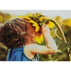 Алмазная мозаика "Дівчинка з соняшником", 40х50 см