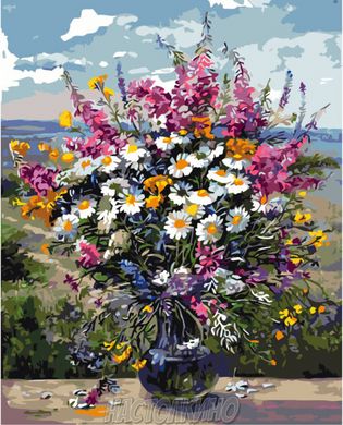 Картина по номерам "Барвистий букет польових квітів" 40х50 см