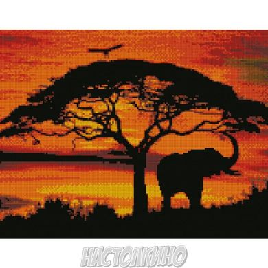 Алмазная мозаика "Африканський захід сонця", 40х50 см