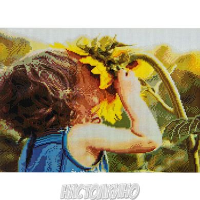 Алмазна мозаїка "Дівчинка з соняшником", 40х50 см