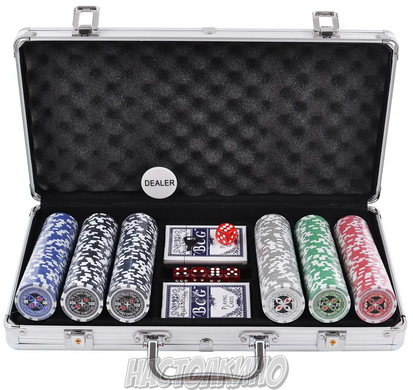 Покерный набор в алюминиевом кейсе с номиналом (300 фишек)