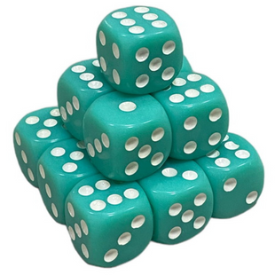 Кубик D6 16 мм з точками AQUA (Аквамарин, Бирюзовый, Мятный)