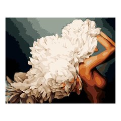 Картина за номерами "Дівчина та білі півонії", 40х50 см